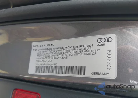 2022 Audi A4 Premium 40 Tfsi Quattro S Tronic z USA, uszkodzony, nr VIN WAUABAF41NN004810